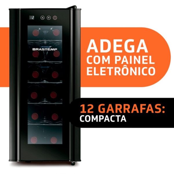 Adega Brastemp 12 Garrafas Preta Iluminação Led Painel Eletrônico BZC12BE